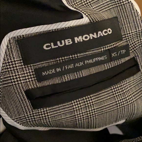 Club Monaco Black and White Wool Plaid Vest sz XS - Picture 3 of 4